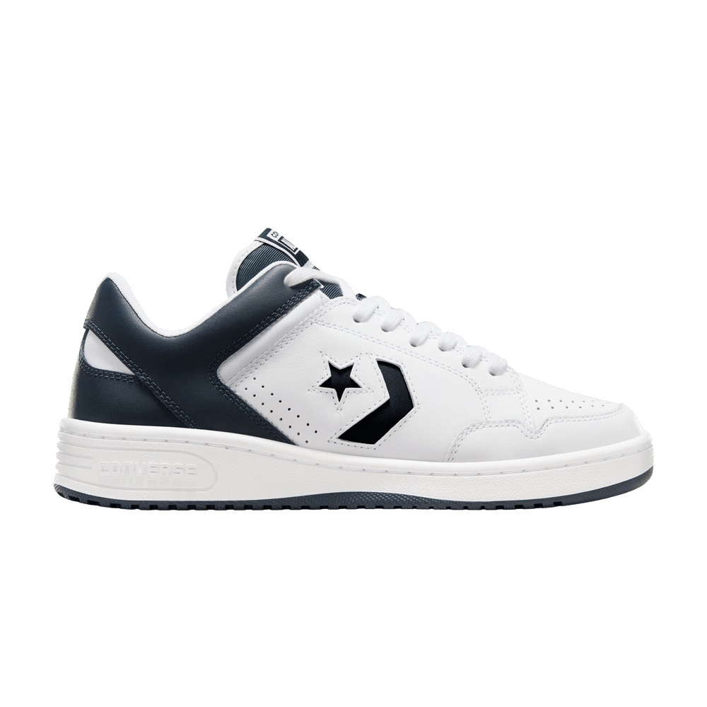 Converse White & Navy Leather Low-Top Sneakers A11961C